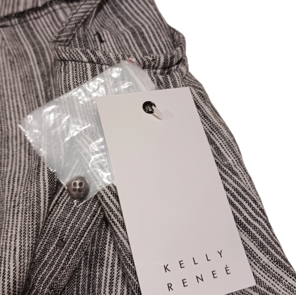 Kelly Renee Linen Stripe Shorts Romper - Picture 8 of 9